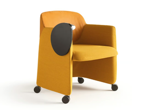 DEEP TUBE - Fabric easy chair with castors with armrests _ Quinti Sedute